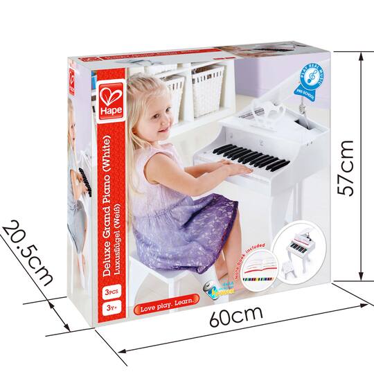 Hape Deluxe White Grand Piano Thirty-Key Piano Toy